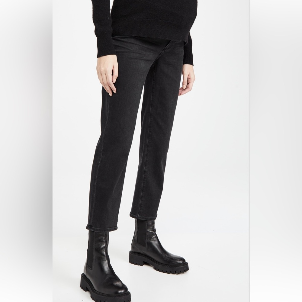 PAIGE Noella Straight Maternity Jeans - Black Willow Size 24
